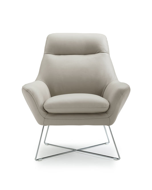 Logan Silver Faux Leather Tufted Arm Chair