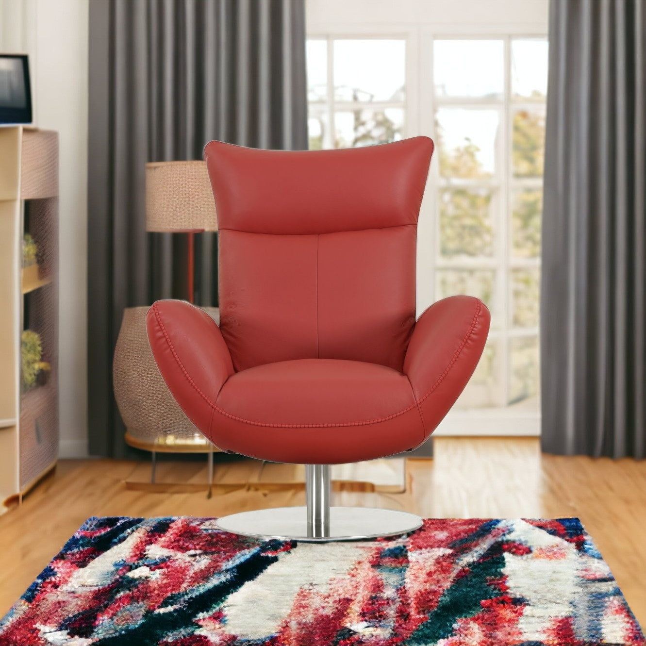 Tabby Genuine Leather Swivel Lounge Chair