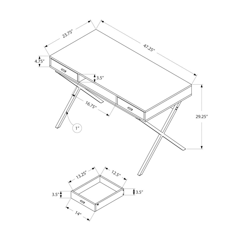 Computer Desk, Home Office, Laptop, Storage Drawers, 48L, Work, Grey Laminate